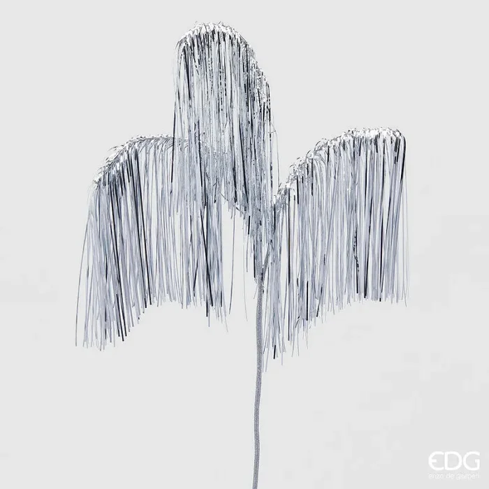 EDG Enzo De Gasperi Decoro Natale Frange Ramo X 3 H 103 Silver