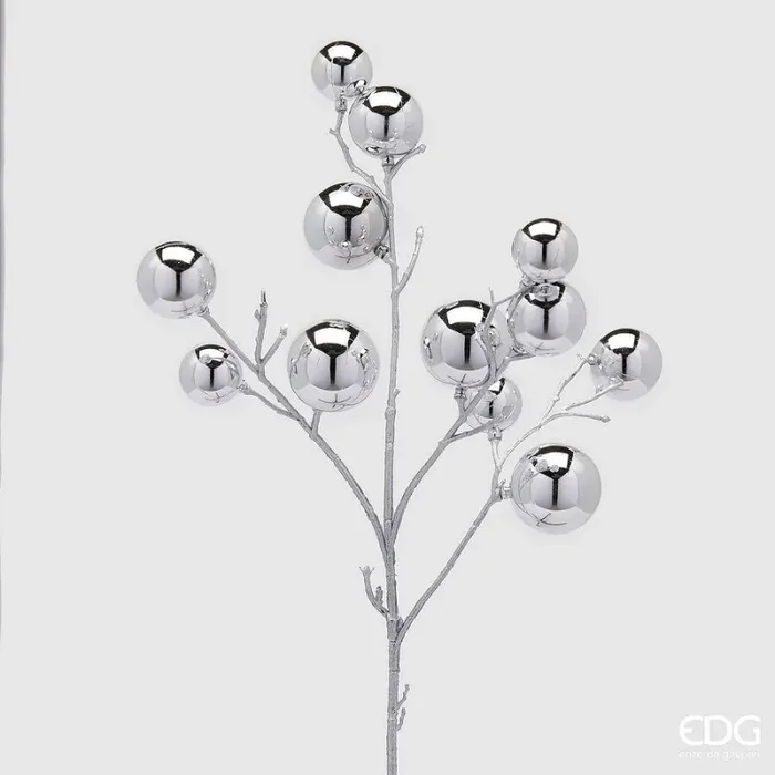 EDG Enzo De Gasperi Decoro Natale PalleMix Ramo X 12 H 53 Cm Light Silver