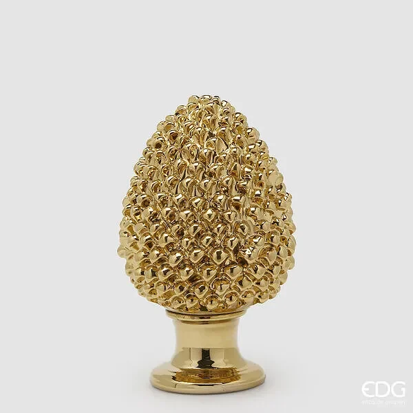 EDG Enzo De Gasperi Decoro Natale Pigna H 33 Cm D 20 Cm Colore Gold