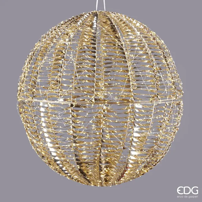 EDG Enzo De Gasperi Decoro Natale Stripes Sfera 1.440 MicroLed D 70 Cm IP 44 Gold