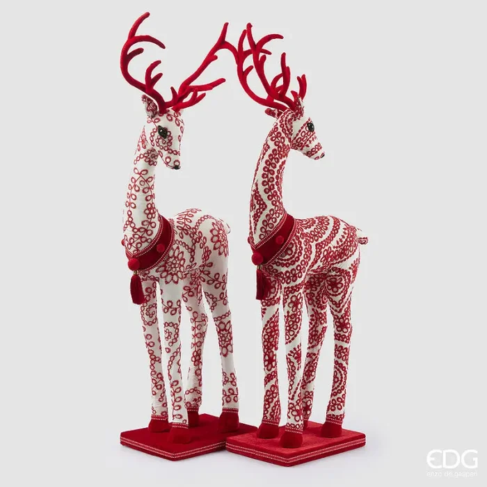 EDG Enzo De Gasperi Decoro Renna Natale H 80 Cm Ass. White Red 1 Pz