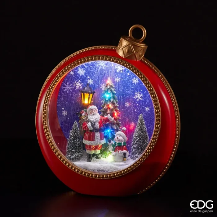 EDG Enzo De Gasperi Diorama Babbo Natale con Pino Palla MiniLed H 46 Cm L 40 Cm L 15 Cm Red Gold - immagine 3