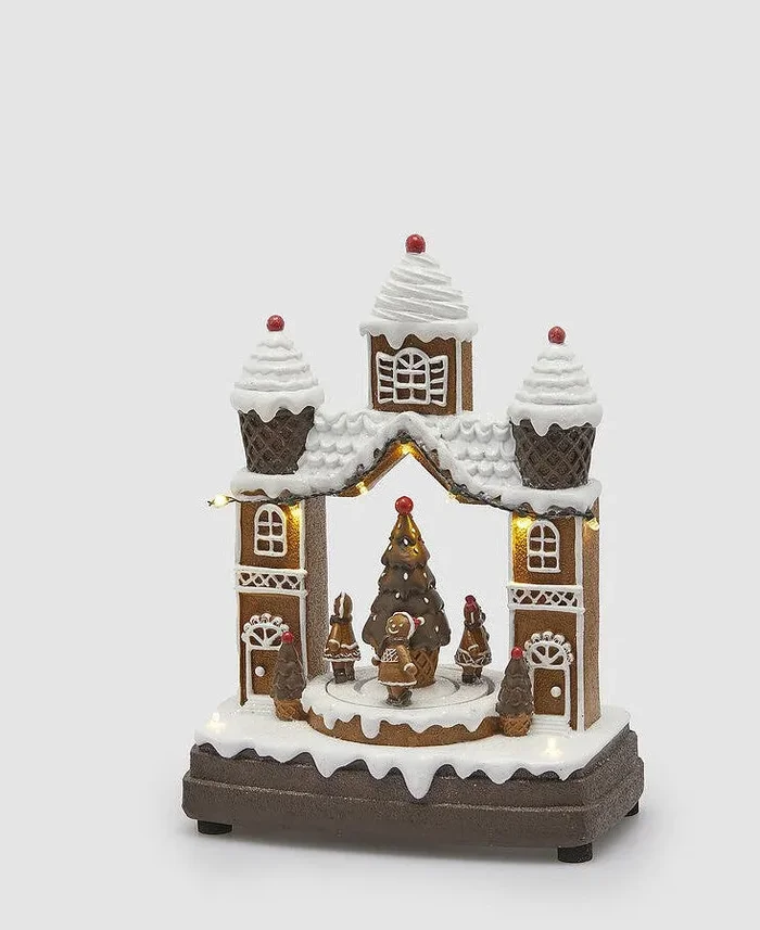 EDG Enzo De Gasperi Diorama Casetta Natale Marzapane con Pino H 26,5 Cm L 20 Cm L 11 Cm Led Hazelnut