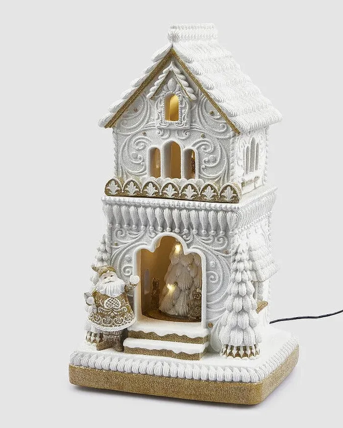 EDG Enzo De Gasperi Diorama Casetta Natale Marzapane MiniLed H 47 Cm L 26 Cm L 23 Cm Bianco Marrone