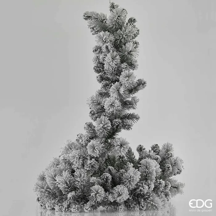 EDG Enzo De Gasperi Festone di Natale Pino Innevato L 270 Cm 180 Rami Fitti White Green