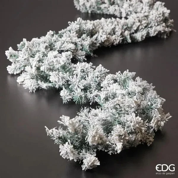 EDG Enzo De Gasperi Festone di Natale Pino Innevato L 270 Cm 180 Rami White Green