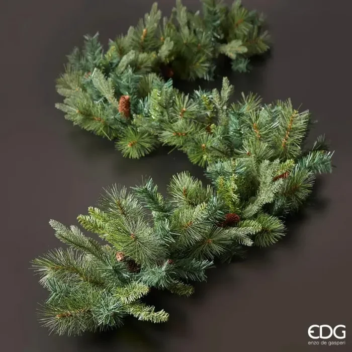 EDG Enzo De Gasperi Festone Natale Pino con Pigne H 280 Cm 170 Tips Green Vendita calda