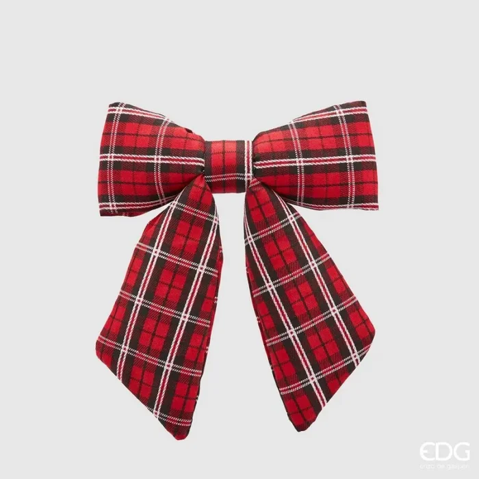 EDG Enzo De Gasperi Fiocco di Natale Lino Tartan 22 x 26 Cm White Red