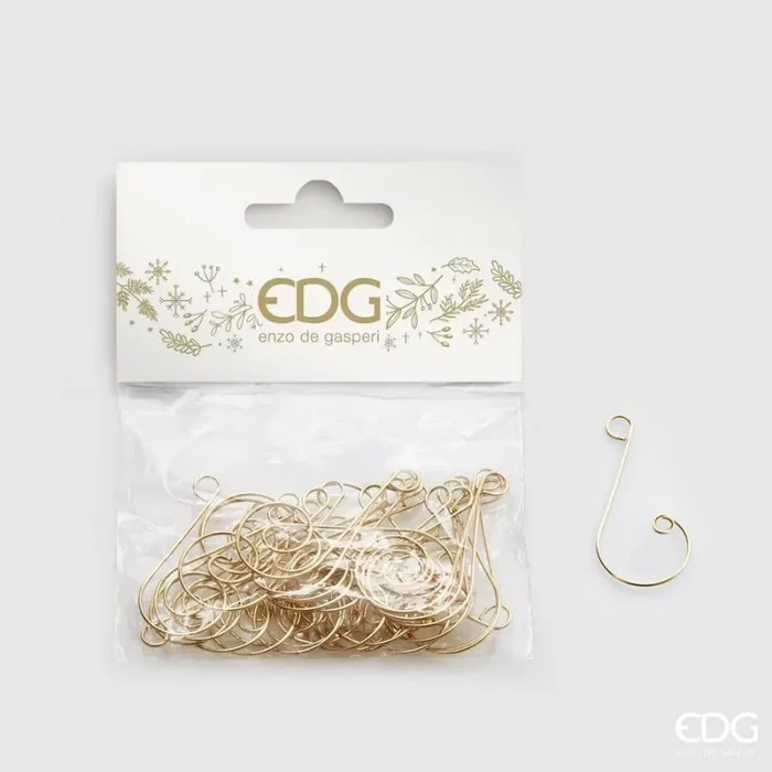 EDG Enzo De Gasperi Gancio per Decori Natale 4 x 2,5 Cm 30 Pz Oro