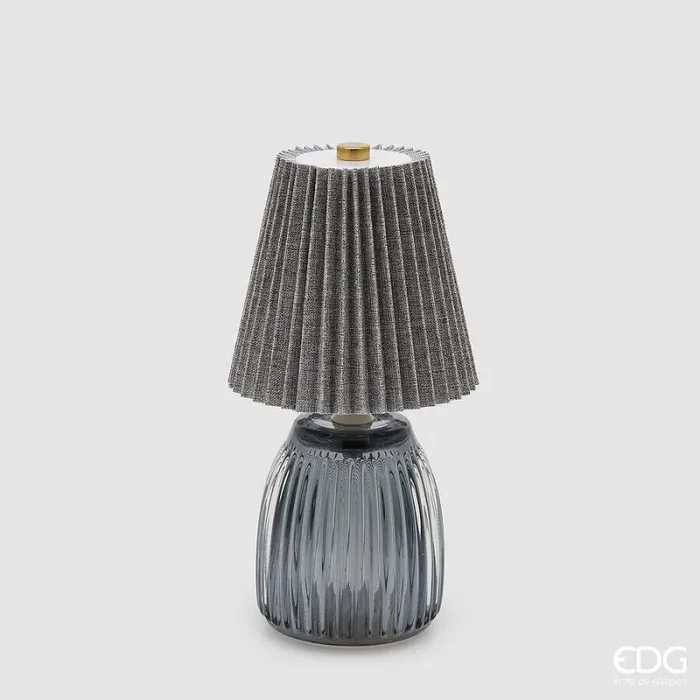 EDG Enzo De Gasperi Lampada da Tavolo Plisse con Led H 22 Cm D 11,5 Cm IP 20 Grey Scatola Regalo Vendita calda