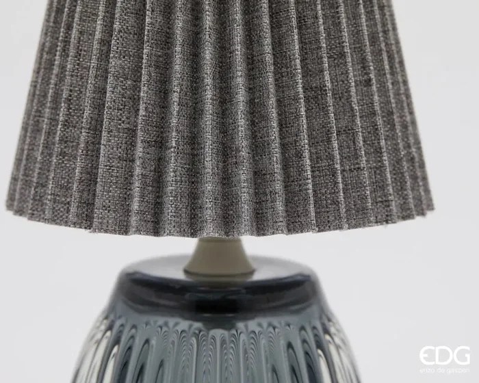 EDG Enzo De Gasperi Lampada da Tavolo Plisse con Led H 22 Cm D 11,5 Cm IP 20 Grey Scatola Regalo Vendita calda - immagine 2