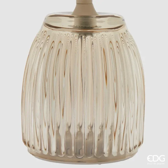 EDG Enzo De Gasperi Lampada da Tavolo Plisse con Led H 22 Cm D 11,5 Cm IP 20 Sand Scatola Regalo - immagine 2