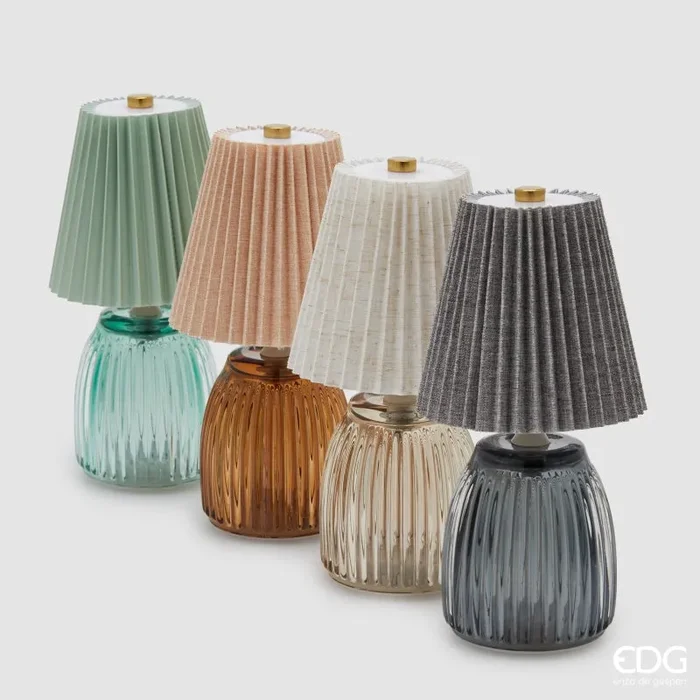 EDG Enzo De Gasperi Lampada da Tavolo Plisse con Led H 22 Cm D 11,5 Cm IP 20 Sand Scatola Regalo - immagine 3