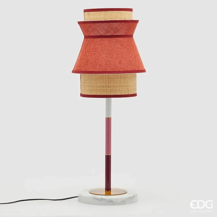 EDG Enzo De Gasperi Lampada da Tavolo Yoroi H 80 Cm D 30 Cm IP 20 E27 Red Mix