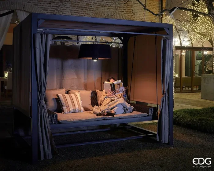 EDG Enzo De Gasperi Lampada Infrarossi Riscaldante da Appendere H 30 Cm D 74 Cm Black - immagine 3