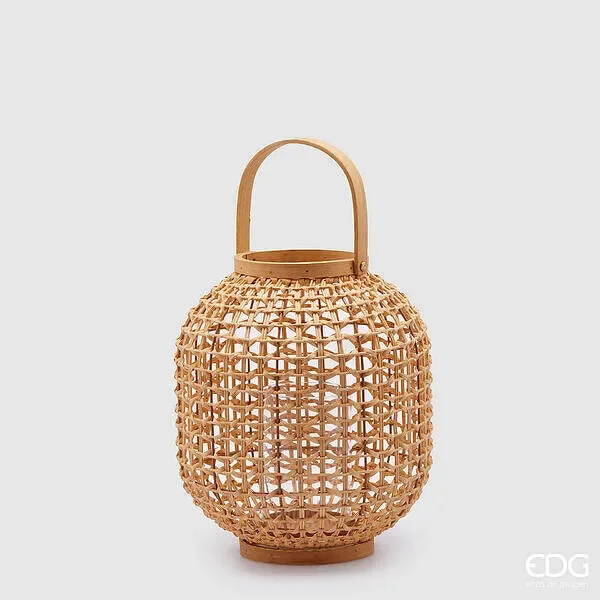 EDG Enzo De Gasperi Lanterna Natural Bombato con Manico H 32 Cm D 27 Cm