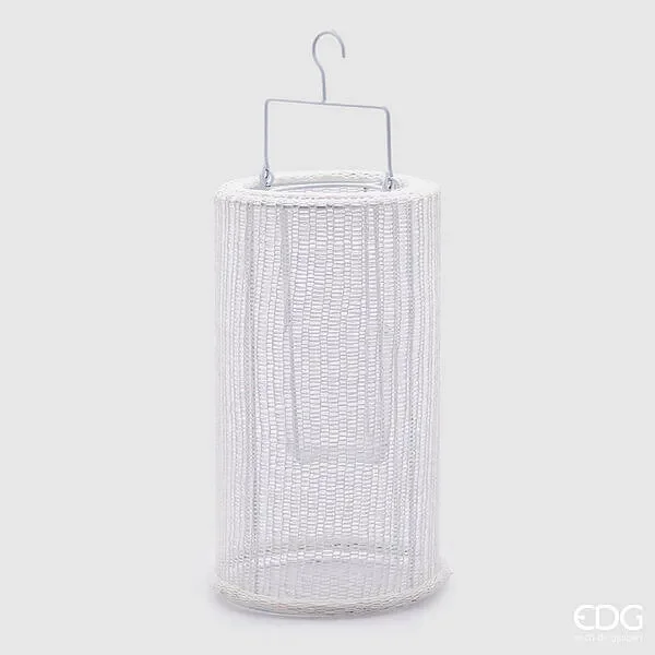 EDG Enzo De Gasperi Lanterna Tessuto Cilindro Con Manico H.33 D.20 C4 White