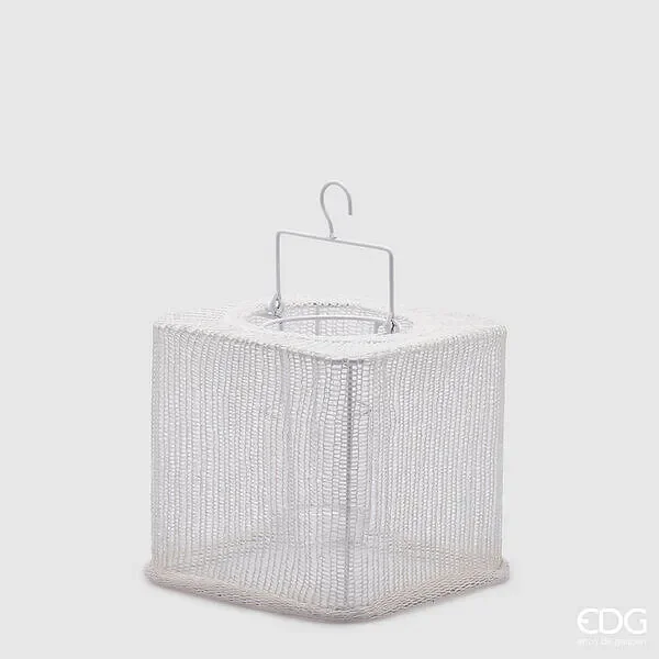 EDG Enzo De Gasperi Lanterna Tessuto Cubo Con Manico H.22 L.22 C4 White Online ora