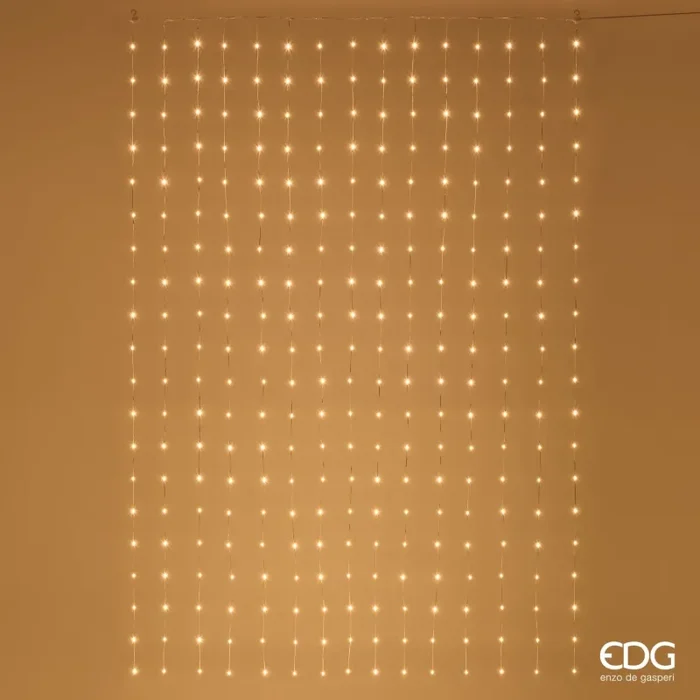 EDG Enzo De Gasperi Luci Natale Tenda Miniled 400 L 4 Mt H 1,5 Mt Luce Calda Ivory