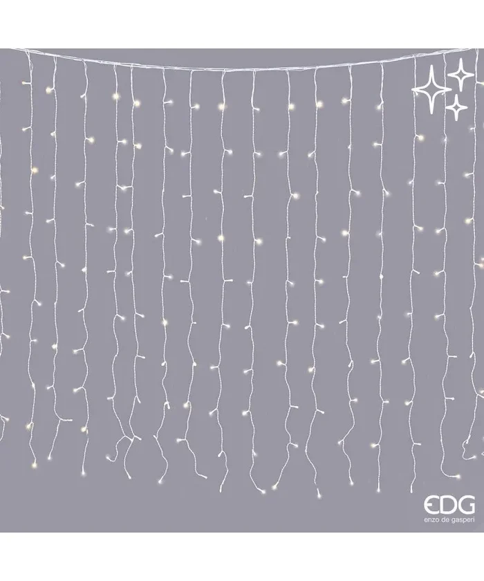 EDG Enzo De Gasperi Luci Natale Tenda Miniled 400 L 4 Mt H 1,5 Mt Luce Calda Ivory - immagine 2