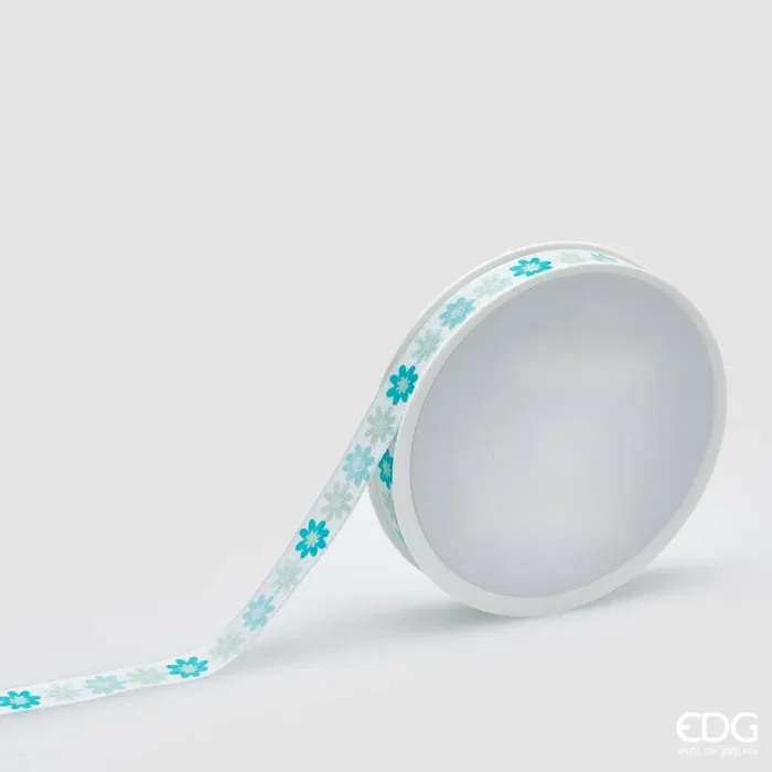 EDG Enzo De Gasperi Nastro Motivo Fiori H 1,5 Cm L 20 Mt Green