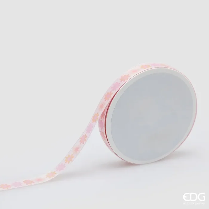 EDG Enzo De Gasperi Nastro Motivo Fiori H 1,5 Cm L 20 Mt Pink