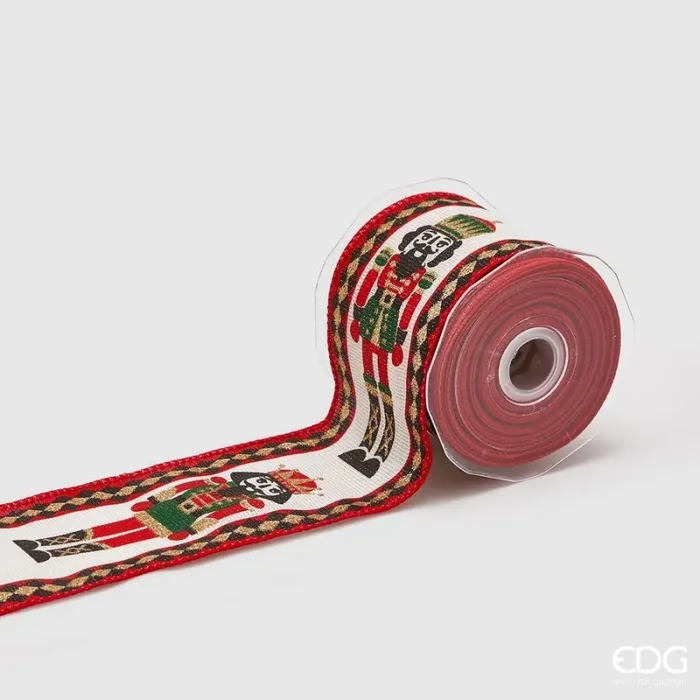 EDG Enzo De Gasperi Nastro Natale con Soldatino H 65 Mm 10 Mt Verde Rosso