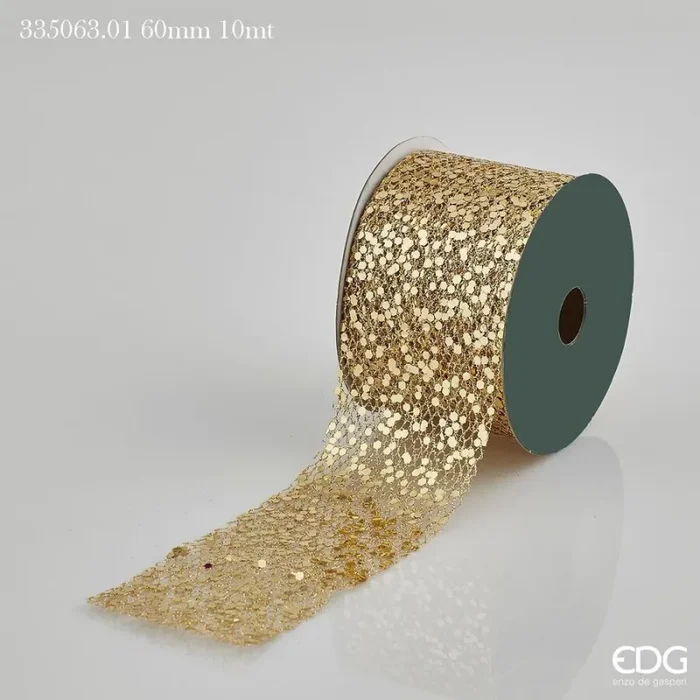 EDG Enzo De Gasperi Nastro Natale Mix Glitter H 60 Mm 10 Mt Gold