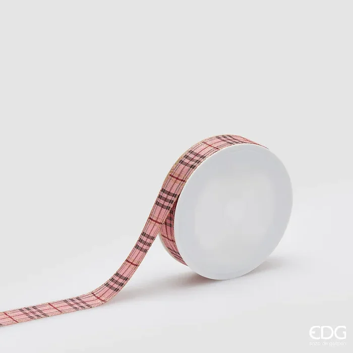 EDG Enzo De Gasperi Nastro Natale Tartan H 2,5 Cm 20 Mt Pink