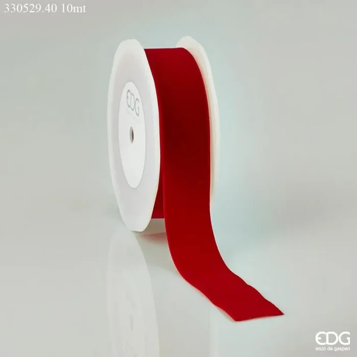EDG Enzo De Gasperi Nastro Natale Velluto L 38 Mm 10 Mt Rosso