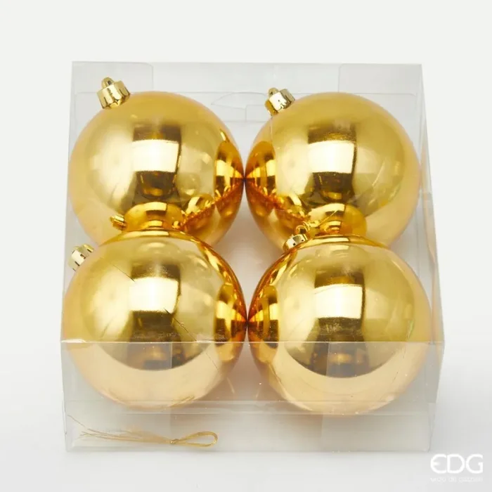 EDG Enzo De Gasperi Palla Natale Poly D 10 Cm Lucida Gold Cf 4 Pz