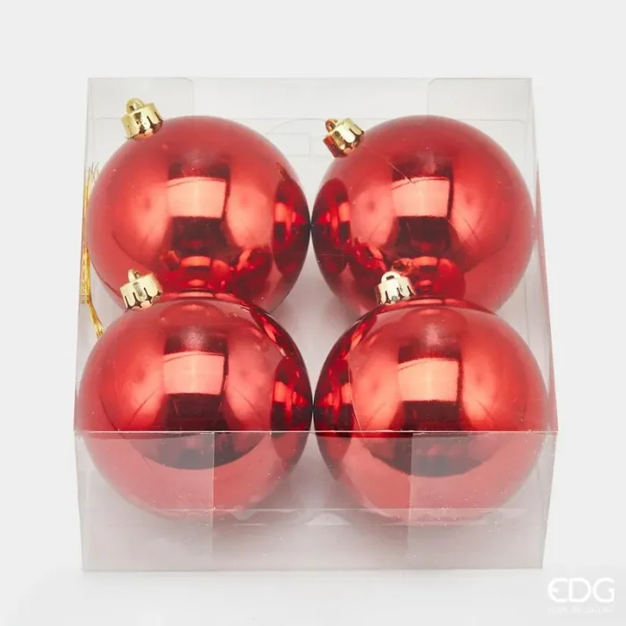 EDG Enzo De Gasperi Palla Natale Poly D 10 Cm Lucida Red Cf 4 Pz