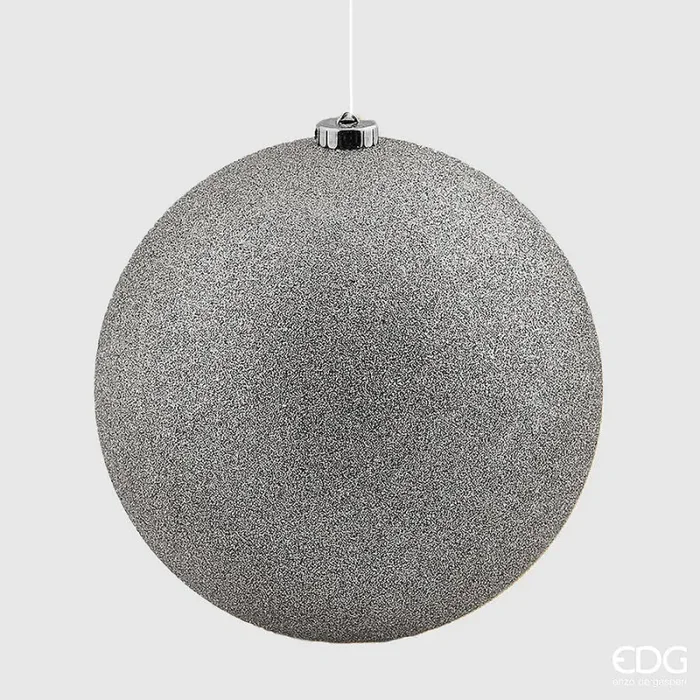EDG Enzo De Gasperi Palla Natale Poly D 25 Cm Glitterata con Polybag Silver 1 Pz