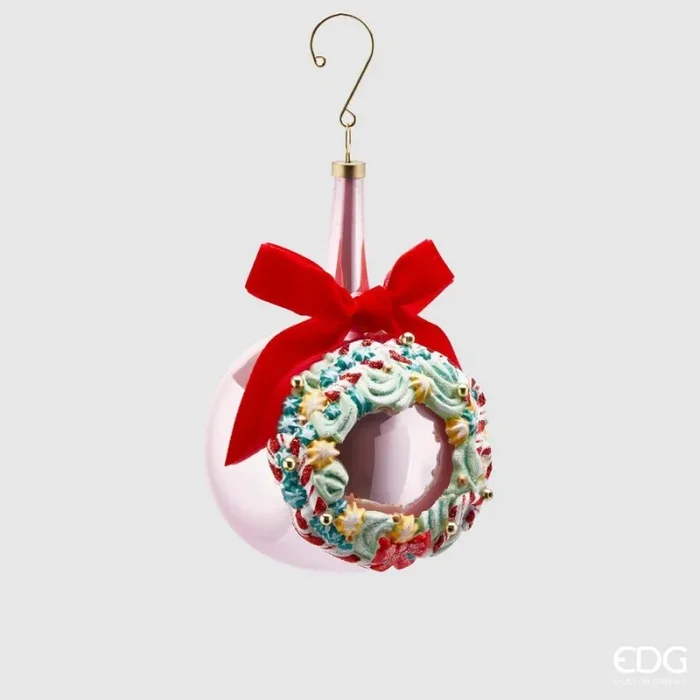EDG Enzo De Gasperi Palla Natale Vetro Coronadolci Collolungo D 10 Cm Pink