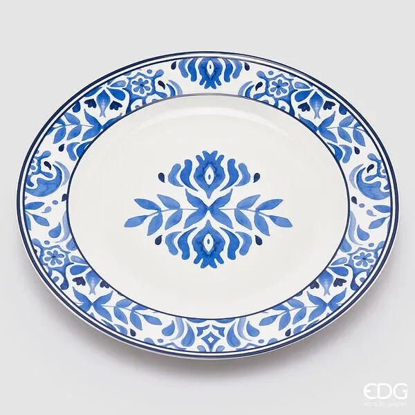 EDG Enzo De Gasperi Piatto da Portata H 2,5 Cm D 30 Cm Bianco Royal Blue In saldo
