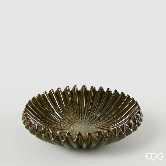 EDG Enzo De Gasperi Piatto Decorativo Raggiera Rotondo H 8 Cm D 29 Cm Ceramica Green