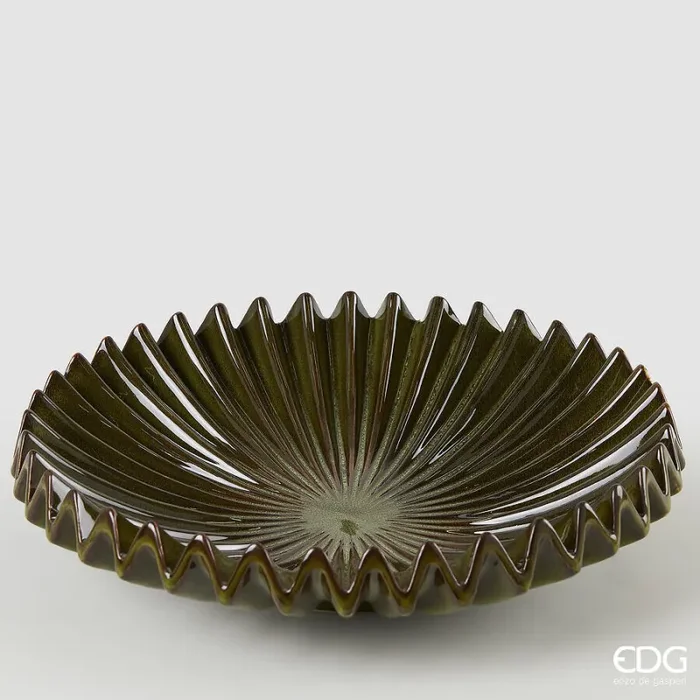 EDG Enzo De Gasperi Piatto Decorativo Raggiera Rotondo H 9 Cm D 36,5 Cm Ceramica Green