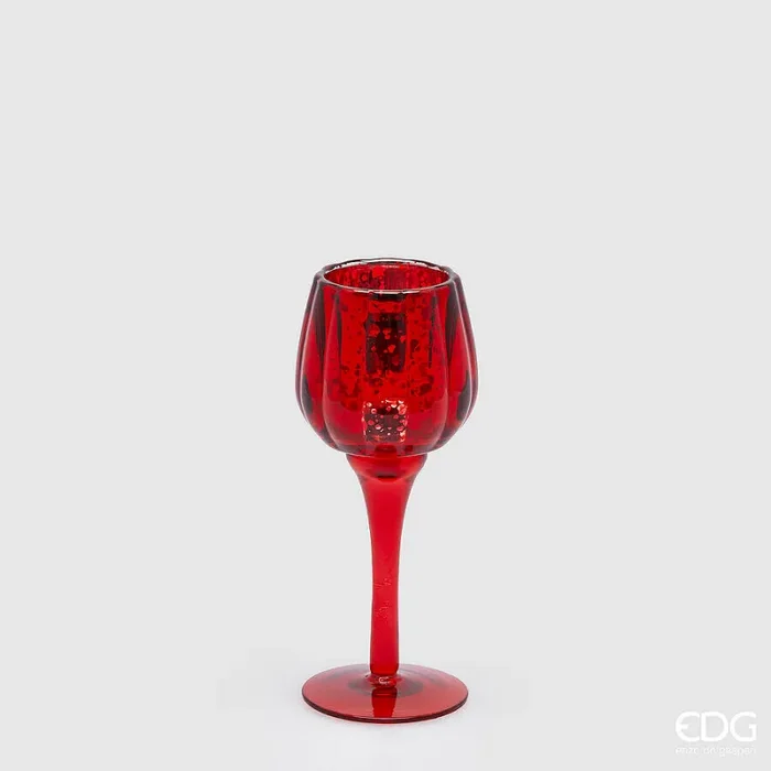 EDG Enzo De Gasperi Portacandela Calice Natale H 19,50 Cm D 8 Cm Rosso