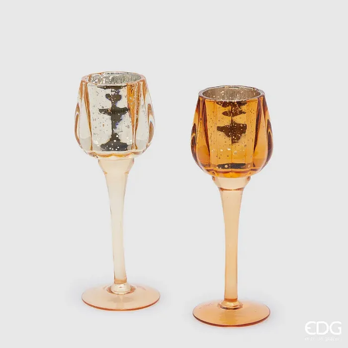 EDG Enzo De Gasperi Portacandela Calice Natale H 22 Cm D 8 Cm Amber 1 Pz
