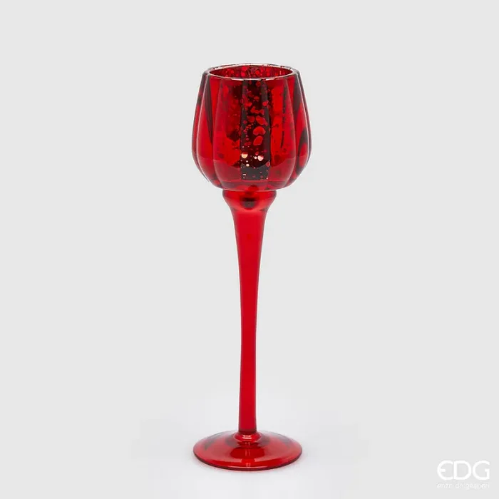 EDG Enzo De Gasperi Portacandela Calice Natale H 27,5 Cm D 8 Cm Rosso