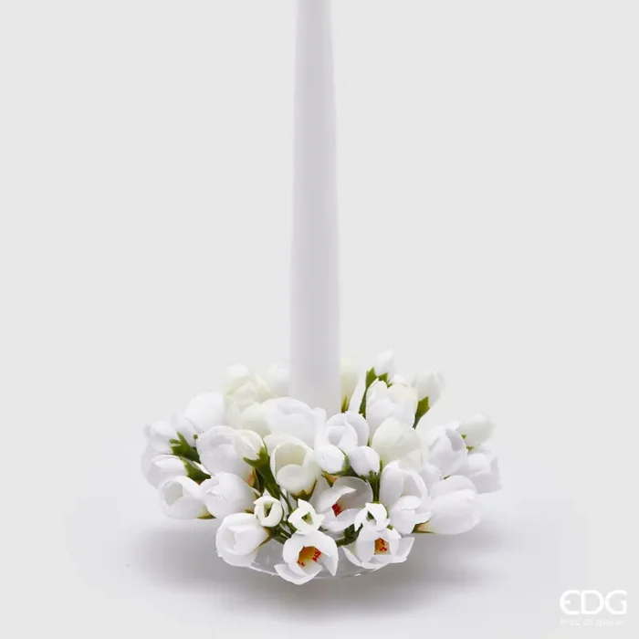 EDG Enzo De Gasperi Portacandela Corona Crocus-Mix D 13 Cm Int. 3,5 Cm Bianco Vendita online