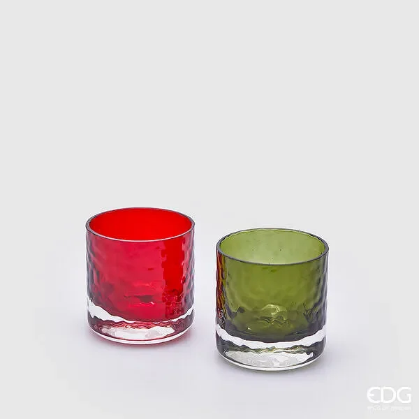 EDG Enzo De Gasperi Portacandela Flicker H 6,5 Cm 2 Pz Assortiti Colore Rosso e Verde