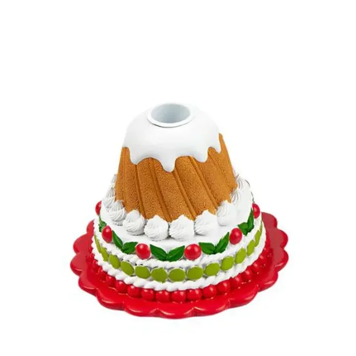 EDG Enzo De Gasperi Portacandela Natale a Forma di Torta H 10 Cm D 12 Cm Ass. Green Red 1 Pz Saldi - immagine 3