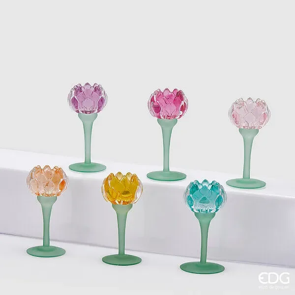 EDG Enzo De Gasperi Portacandela Ninfea 6 Ass. H.17,5 D.8 C4 Multicolor