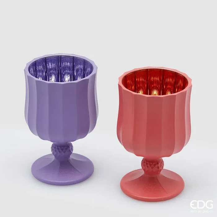 EDG Enzo De Gasperi Portacandela Satin Calice H 11,6 Cm D 7 Cm Ass. Vetro Red Violet 1 Pz