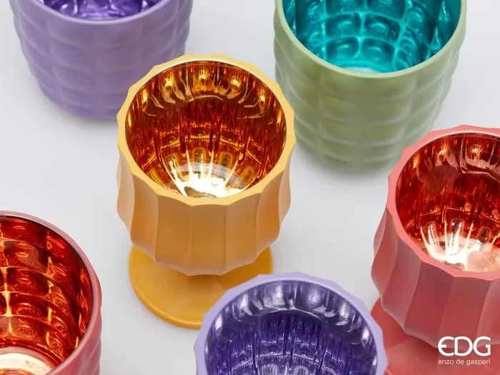 EDG Enzo De Gasperi Portacandela Satin Calice H 11,6 Cm D 7 Cm Ass. Vetro Red Violet 1 Pz - immagine 2