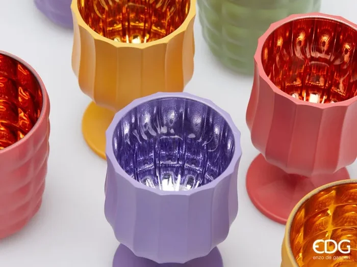 EDG Enzo De Gasperi Portacandela Satin Calice H 11,6 Cm D 7 Cm Ass. Vetro Red Violet 1 Pz - immagine 3