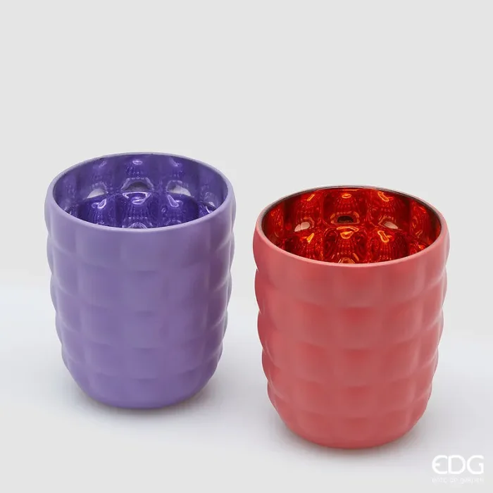 EDG Enzo De Gasperi Portacandela Satin Tumbler H 9,6 Cm D 8 Cm Ass. Vetro Red Violet 1 Pz