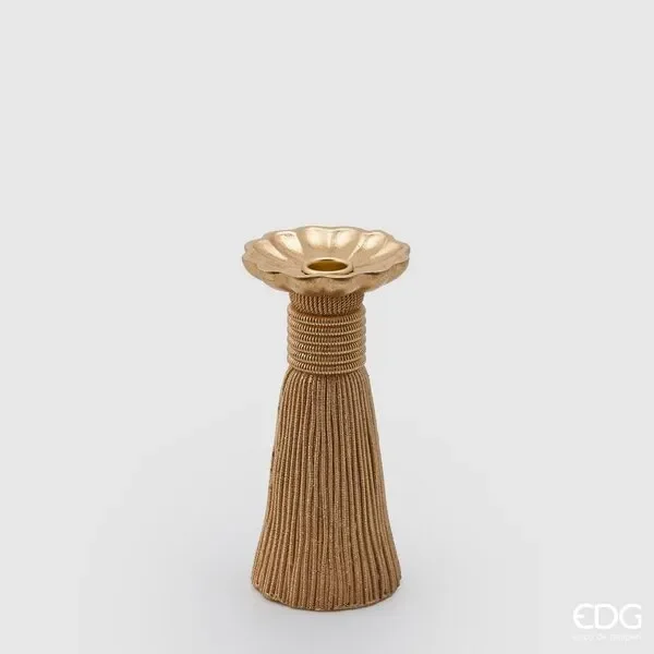 EDG Enzo De Gasperi Portacandela Tassel Poly H 21 Cm D 10 Cm Oro