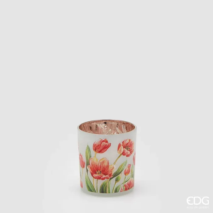 EDG Enzo De Gasperi Portacandela Tulipani Cilindro H 8 Cm D 7 Cm Green Red